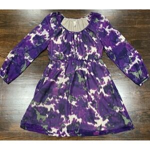 J.CREW Maisie Violet Purple Silk Chiffon Watercolor Abstract Print Dress Women 8